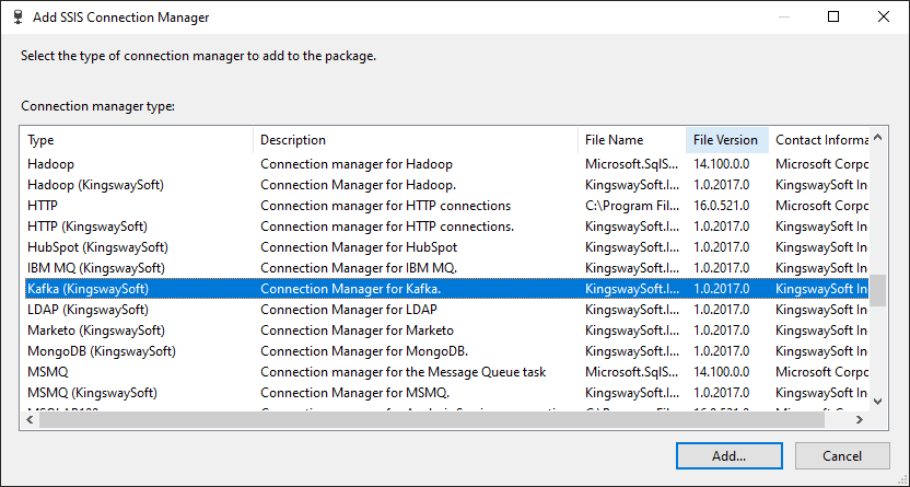 Add SSIS Kafka Connection Manager.png